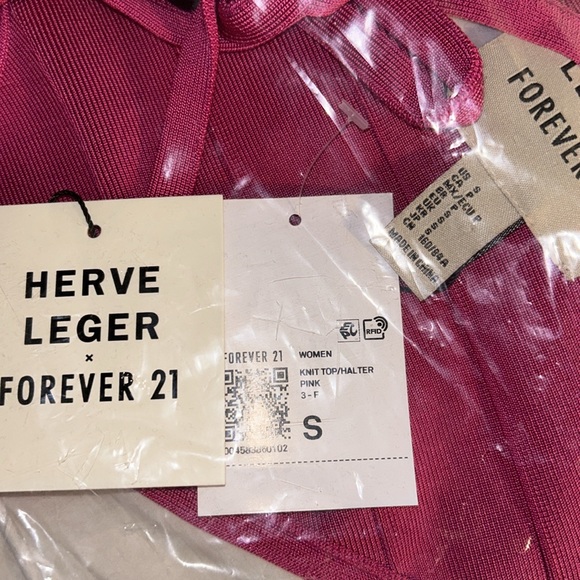 HERVE LEGER x FOREVER 21 | Bandage Knit Halter Crop Top in Pink - Picture 6 of 6